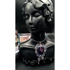 Fantasy Rose Floral Fantastic Statement Storybook Line Artisan Drop Necklace 20"